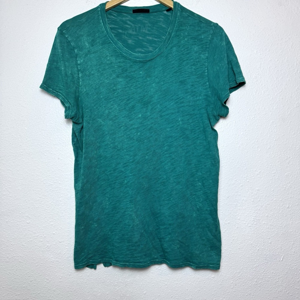 ATM Anthony Thomas Melillo Womens Large Teal Slub Jersey Schoolboy Crew Neck Tee